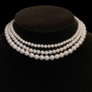 Collier 3 rader hvite perler thumbnail
