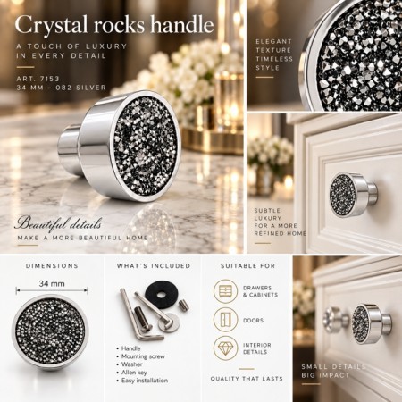 Crystal Rock handle silver